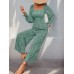 Smocked Printed Long Sleeve Wide Leg Jumpsuit Smocked Printed Long Sleeve Wide Leg Jumpsuit