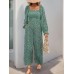 Smocked Printed Long Sleeve Wide Leg Jumpsuit Smocked Printed Long Sleeve Wide Leg Jumpsuit