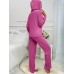 Drawstring Half Button Hooded Top and Ribbed Pants Set