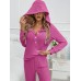Drawstring Half Button Hooded Top and Ribbed Pants Set