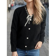 Tied V-Neck Long Sleeve Sweater