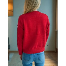 Round neck long sleeved knitted cardigan women's new three-dimensional decoration versatile loose sweater women