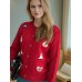 Round neck long sleeved knitted cardigan women's new three-dimensional decoration versatile loose sweater women