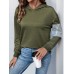 Casual hoodie pullover color blocked hooded sweatshirt for women