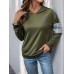 Casual hoodie pullover color blocked hooded sweatshirt for women