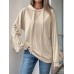 Sports and leisure personalized hooded ruffled long sleeved solid color hoodie for women