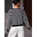 Plaid Round Neck Long Sleeve Sweatshirt