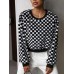 Plaid Round Neck Long Sleeve Sweatshirt
