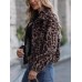 Leopard Collared Neck Zip Up Jacket