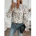 Printed Notched Flounce Sleeve Blouse