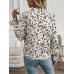 Printed Notched Flounce Sleeve Blouse