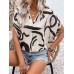 Summer loose top short sleeved V-neck abstract printed shirt for women Summer loose top short sleeved V-neck abstract printed shirt for women