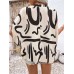 Summer loose top short sleeved V-neck abstract printed shirt for women Summer loose top short sleeved V-neck abstract printed shirt for women