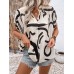 Summer loose top short sleeved V-neck abstract printed shirt for women Summer loose top short sleeved V-neck abstract printed shirt for women