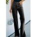 Washed split waist denim pants with a mid rise temperament casual pants