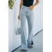 Washed split waist denim pants with a mid rise temperament casual pants