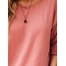 Summer new women's casual and comfortable commuting seven quarter sleeve solid color T-shirt