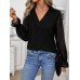 V-Neck Flounce Sleeve Blouse