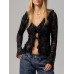 Tied V-Neck Long Sleeve Lace Shirt