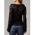 Tied V-Neck Long Sleeve Lace Shirt