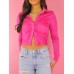 Polo collar single breasted long sleeved women's fashionable shirt