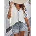 Long sleeved shirt design sense V-neck solid color loose top autumn shirt