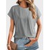 New fashionable side pleated shoulder length short sleeved top for women's T-shirt