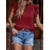 New chest pleated shoulder ruffle sleeves solid color top short sleeved T-shirt