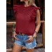 New chest pleated shoulder ruffle sleeves solid color top short sleeved T-shirt