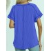 Fashion Two tone Twist Shot Short Sleeve V-neck Top Women's T-shirt