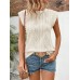 New fashionable round neck hollow out micro elastic short sleeved V-neck top for women