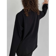 Loose solid color Oversize round neck long sleeved T-shirt