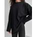 Loose solid color Oversize round neck long sleeved T-shirt
