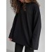 Loose solid color Oversize round neck long sleeved T-shirt