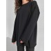 Loose solid color Oversize round neck long sleeved T-shirt