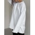 Loose solid color Oversize round neck long sleeved T-shirt