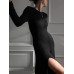 Side Slit Round Neck Long Sleeve Dress