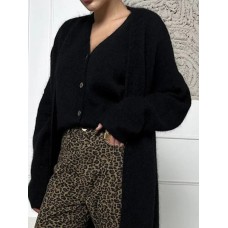Loose and elongated imitation mink cardigan for women