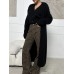 Loose and elongated imitation mink cardigan for women