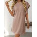Color blocking twisted strip lotus leaf sleeve mid length dress