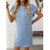 Color blocking twisted strip lotus leaf sleeve mid length dress