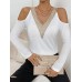 V-Neck Cold Shoulder Long Sleeve T-Shirt