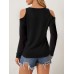 V-Neck Cold Shoulder Long Sleeve T-Shirt