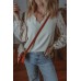 V Neck Lace Balloon Sleeve Blouse V Neck Lace Balloon Sleeve Blouse