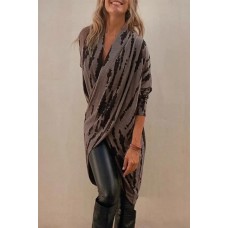 Full Size Contrast Long Sleeve Longline Top
