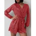 Full Size Sequin Surplice Tie Waist Long Sleeve Romper Full Size Sequin Surplice Tie Waist Long Sleeve Romper