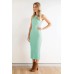 Slit Ribbed Round Neck Sleeveless Dress