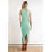 Slit Ribbed Round Neck Sleeveless Dress