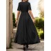 Perfee Lace Detail Slit V-Neck Short Sleeve Dress