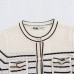 Color blocking striped women's knitted sweater top+striped hollow knitted skirt set for women